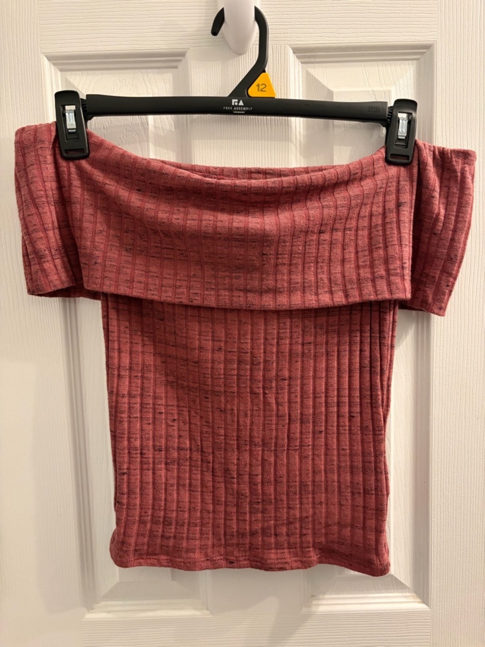 Express Women’s Red Balletcore Off-the-Shoulder Ribbed Top Medium NWT